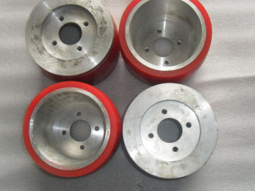Wear Resistant Polyurethane Coating Wheels Industrial PU Red With Iron Parts